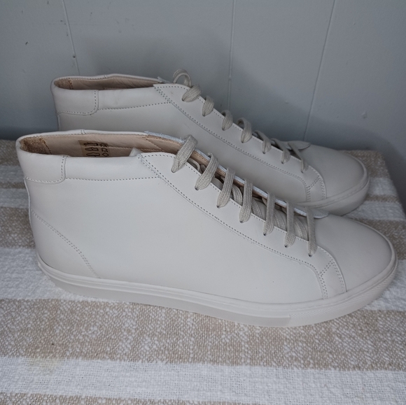 SUITSUPPLY men's high top solid white leather sneakers -  EU 47 / US 9.5-10 - Picture 4 of 11